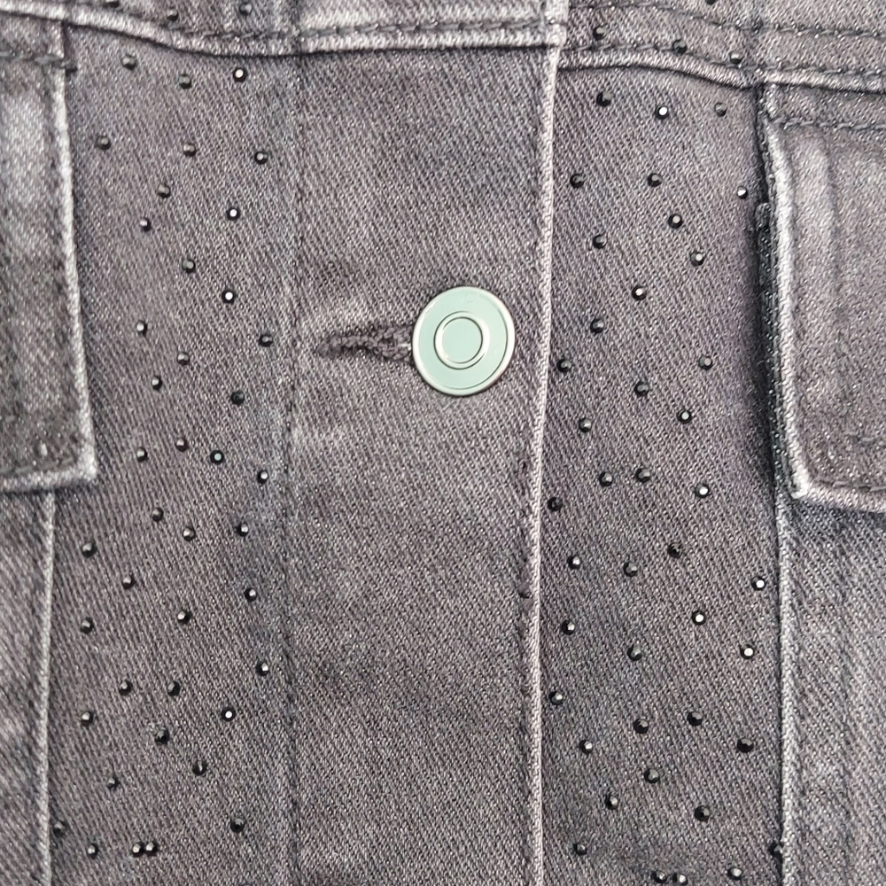 Kate &  Mallory Women's Black Denim Rhinstone Jacket Size Large NWOT - Picture 4 of 14